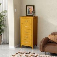 Cabinet Bits Palazzi 5 Drawer Narrow Chest of Drawers in Mustard