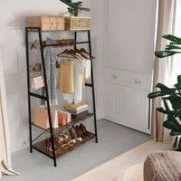 Pirlo Plush Industrial Heavy Duty Metal Clothes Rail Open Wardrobe With Shelves in Brown