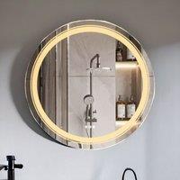 Pirlo Plush LED Illuminated Dimmable Round Wall Mirror With Anti-Fog & Demister in Clear