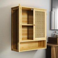 Pirlo Plush Bamboo Bathroom Wall-Mounted Storage Cabinet Organiser in Brown