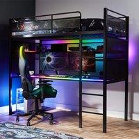Battlebunk RGB High Sleeper Bunk Bed with Gaming Desk and Shelving