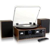 Denver Record Player Hi-Fi System - CD Player, DAB+ & FM, Bluetooth, Wooden Body & Speakers in Dark Brown