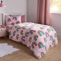 OHS Rainbow Duvet Cover Set Warm Teddy Fleece Bedding Supersoft Quilt Thermal Warm in Pink | Size: Single