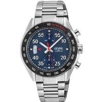 Gevril Men's Ascari Chronograph, Swiss Automatic Chronograph, Black Dial, 316L Stainless Steel, & Sapphire Crystal in Silver