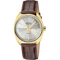 Gevril Men's Five Points, Swiss Automatic Watch, Black Dial, Italian Leather, & Sapphire Crystal in Brown