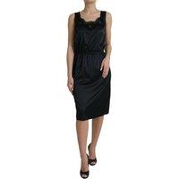 Dolce & Gabbana Women's Satin Slip Dress Lace Neckline - Black Dresses | Size: 40