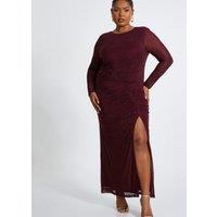Quiz Women's Wine Curve Mesh Midaxi Dress | Size: 22
