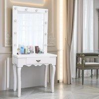 Pirlo Plush 1 Drawer Dressing Table With LED Bulbs in White