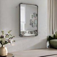 Pirlo Plush Industrial Large Rectangular Wall Mirror For Bedroom in Black