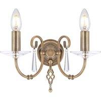 Netlighting Aegean 2 Light Indoor Candle Wall Light Aged Brass E14 in Yellow