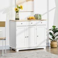 HOMCOM Modern Sideboard Buffet Cabinet with Storage Cabinets & Drawers in White