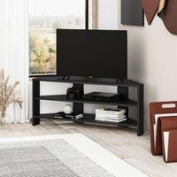 Decortie Thales' Corner TV Unit Modern Multimedia Centre 110cm in True Black | Size: 1 Pack
