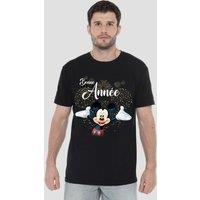 Mickey Mouse Men's Firework New Year French T-Shirt Black | Size: Small