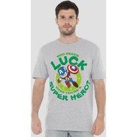 Captain America Men's St Patrick'S Day Lucky Super Hero T-Shirt Grey | Size: Small