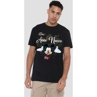 Mickey Mouse Men's Firework New Year Italian T-Shirt Black | Size: XL