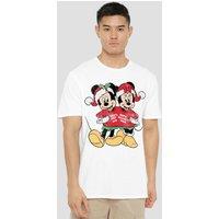 Mickey Mouse Men's And Minnie Christmas Jumper T-Shirt White | Size: 2XL