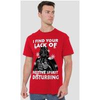 Star Wars Men's Christmas Darth Vader Lack Of Spirit T-Shirt Red | Size: XL