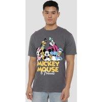 Mickey Mouse Men's Friends T-Shirt Charcoal | Size: Small