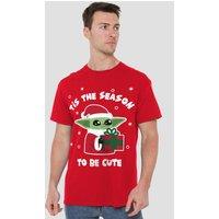 Star Wars Men's The Mandalorian Grogu Tis The Christmas Season T-Shirt Red | Size: XL