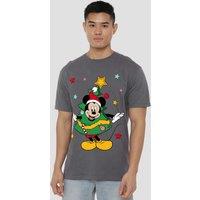 Mickey Mouse Men's Christmas Tree T-Shirt Charcoal | Size: Large