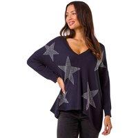 Roman Women's Star Detail Hanky Hem Knit Jumper in Midnight | Size: 10