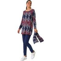 Roman Women's Printed Longline Tunic in Midnight | Size: 18