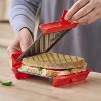 mysmartbuy Microwave Sandwich Toaster & Grill - Dishwasher Safe Kitchen Cooking Tool with Non-Stick Plates & Silicone Clips in Red