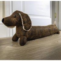 mysmartbuy Dachshund Draught Excluder Weighted Cushion - Energy Saving Door Draft Breeze Wind Guard or Doorstop - Measures L60cm in Brown