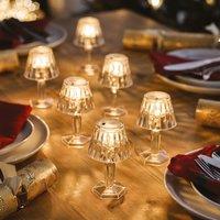 mysmartbuy 6 x Mini Table Lamps - Battery Powered Portable Diamond Effect Faceted Home Lights for Dining or Side Tables - Each H11.5 x 7cm