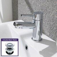 Nes Home Cloakroom Mono Sink Basin Mixer Tap Bathroom Taps Chrome Faucet & Waste in Silver