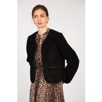 Sarta Women's Greta Borg Fleece Cropped Box Jacket - Black | Size: Large