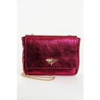 Maisie - Italian Leather Crossbody Bag - Magenta, Metallic