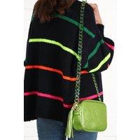Beau - Italian Leather Crossbody Bag - Lime, Metallic