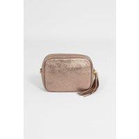 Beau - Italian Leather Crossbody Bag - Champagne, Metallic