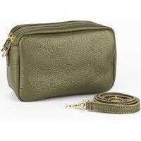 Naomi Italian Leather Crossbody Camera Bag - Khaki, Pebbled