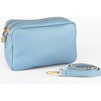 Sarta Women's Naomi Italian Leather Crossbody Camera Bag - Azure Blue, Pebbled in Light Blue