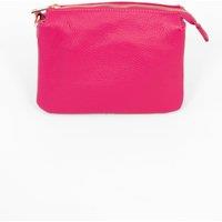 Sarta Women's Gia Italian Leather Crossbody Bag - Raspberry, Pebbled in Raspberry