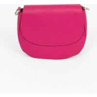 Sarta Women's Cassandra Italian Leather Crescent Crossbody - Raspberry, Pebbled in Raspberry