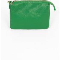 Sarta Women's Gia Italian Leather Crossbody Bag - Bright Green, Pebbled in Bright Green