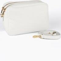 Sarta Women's Naomi Italian Leather Crossbody Camera Bag - White, Pebbled in White
