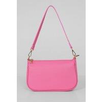 Sarta Women's Italian Leather Baguette Bag - Hot Pink, Pebbled in Pink