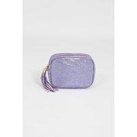 Sarta Women's Beau Italian Leather Crossbody Camera Bag - Lilac, Metallic in Lilac