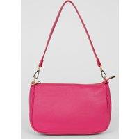 Sarta Women's Italian Leather Baguette Bag - Raspberry, Pebbled in Raspberry