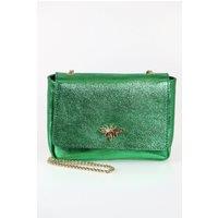 Maisie - Italian Leather Crossbody Bag - Bright Green, Metallic