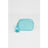 Sarta Women's Beau - Italian Leather Crossbody Bag - Aqua, Metallic in Aqua