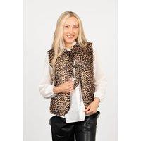 Sarta Women's Noa Quilted Gilet - Neutral, Leopard in Beige | Size: 16-18