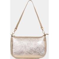 Sarta Women's Italian Leather Baguette Bag - Gold, Metallic in Metallic Gold