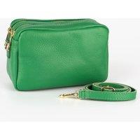 Naomi Italian Leather Crossbody Camera Bag - Bright Green, Pebbled