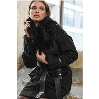 Star by Julien Macdonald Women's Faux Suede Belted Jacket in Black | Size: 16