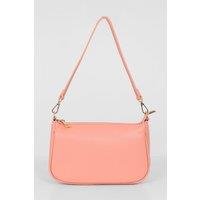 Sarta Women's Italian Leather Baguette Bag - Salmon Pink, Pebbled in Pink